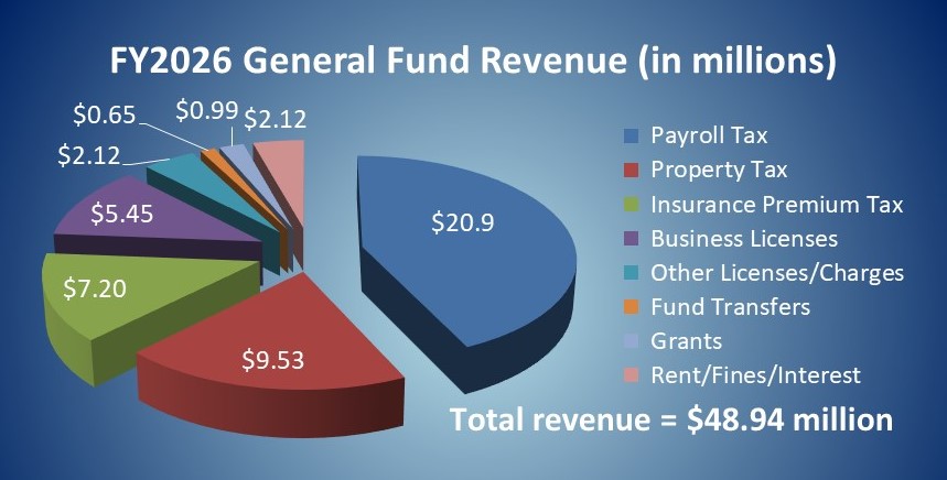 pie chart that shows the general fund revenue sources