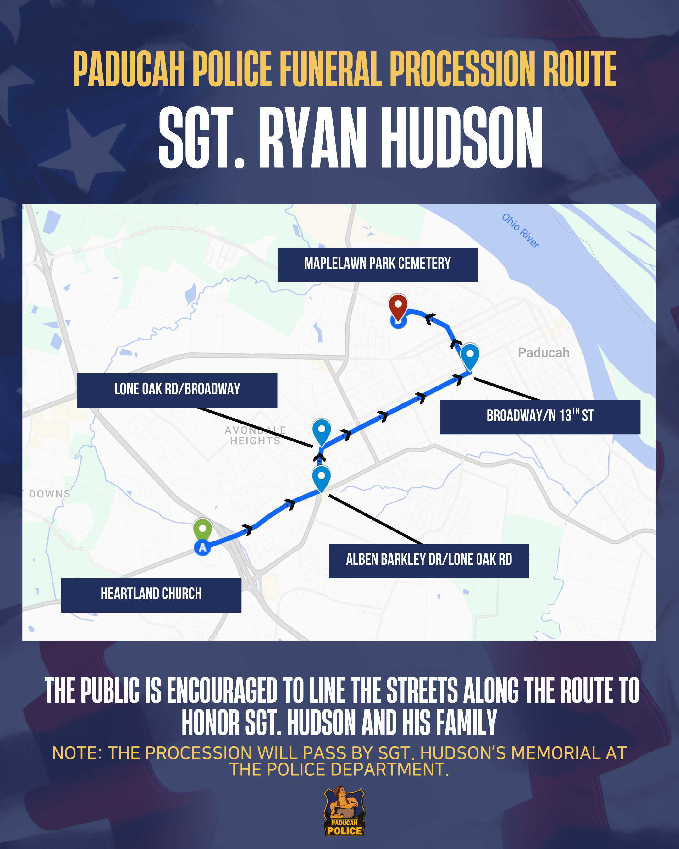 Sgt. Hudson Funeral Procession Route