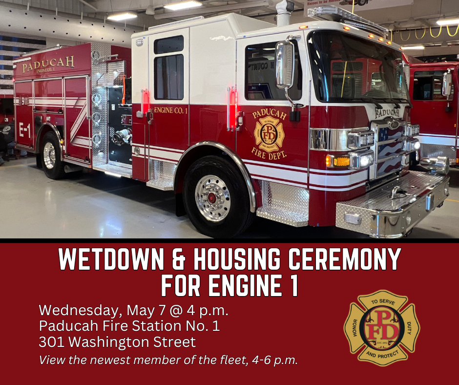 Wetdown and housing ceremony graphic showing image of Fire Engine No. 1